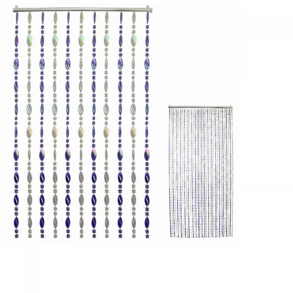 Cream and Purple Plastic Bead Curtain