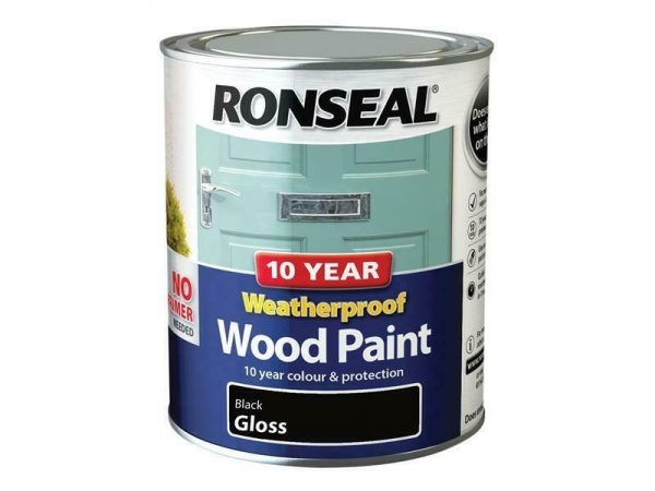 Ronseal Weatherproof Wood Paint Black Gloss 750ml