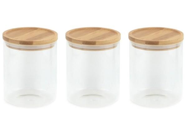 3pcs Borosilicate Glass Canister Jars Airtight Lid