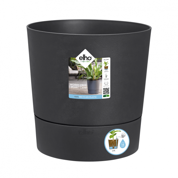 Greensense Aqua Care Round 30CM Charcoal Grey Flower Pot