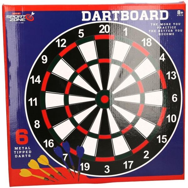 Dart Board Set 38Cm With Tipped Darts
