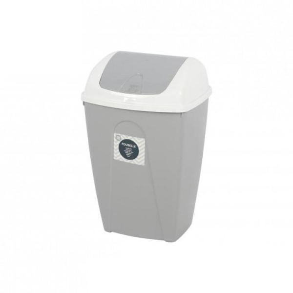 Rubbish Bin With Lid White & Nomad Grey