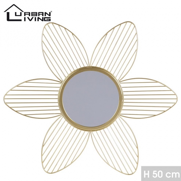Gold Home Flower Design Wall Mirror Metal
