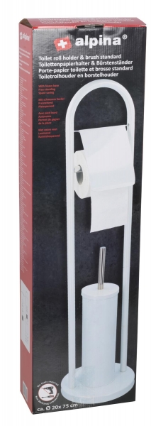 Alpina Toilet Brush & Holder 22x80cm White Plastic