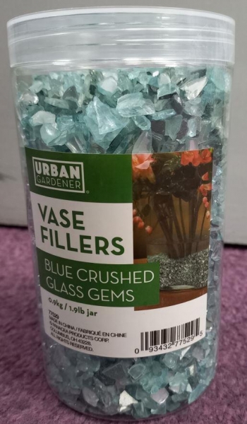 Vase Filler Blue Crushed Glass Decorative Accents 0.9kg in Jar