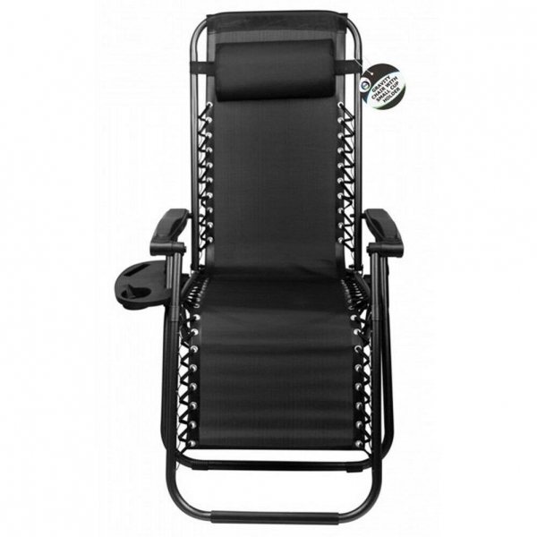 Gravity Chair With Cup Holder Black Outdoor Garden
