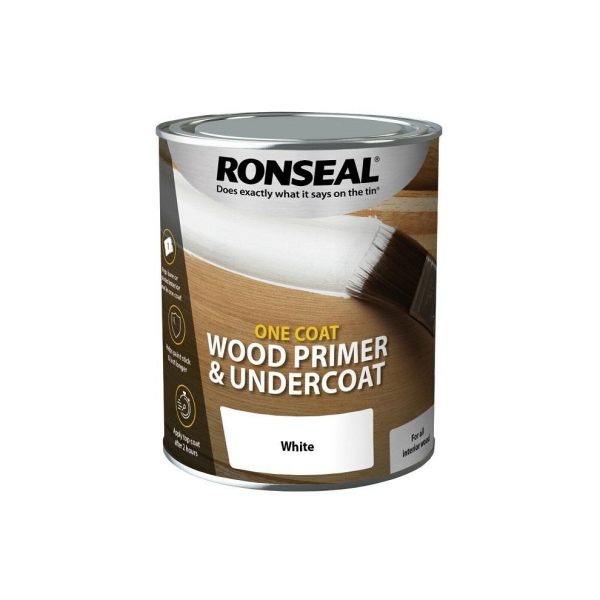 Ronseal One Coat Wood Primer and Undercoat White 750ml