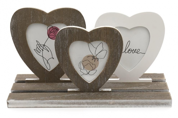 Rustic Heart Frames On Tray Ornament