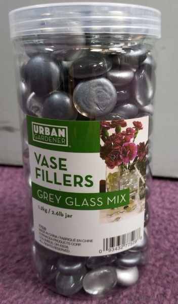 Vase Fillers Grey Glass Mix Decorative Accents 1.2Kg in Jar
