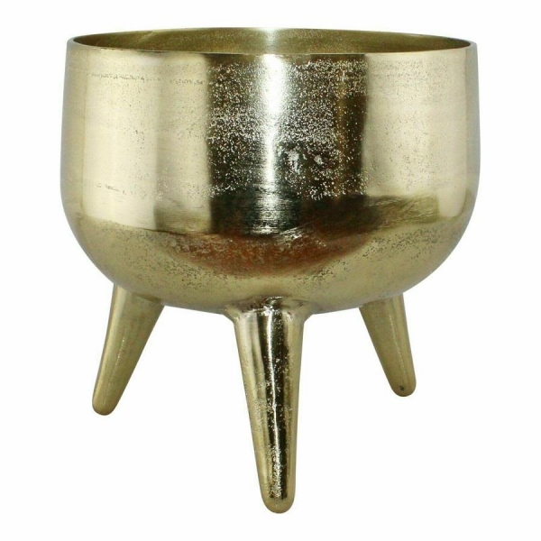 Gold Metal Planter Bowl With Feet 27cm