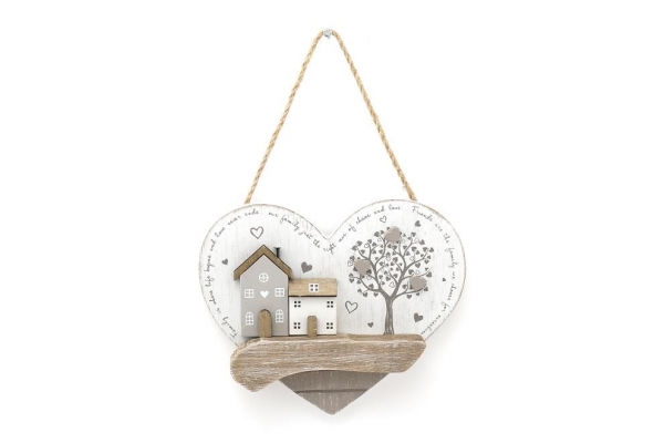 Wooden Houses Heart Sign Wall Hanging Ornament