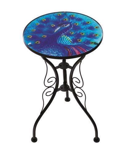 Redwood Leisure Peacock Glass Top Bristro Table