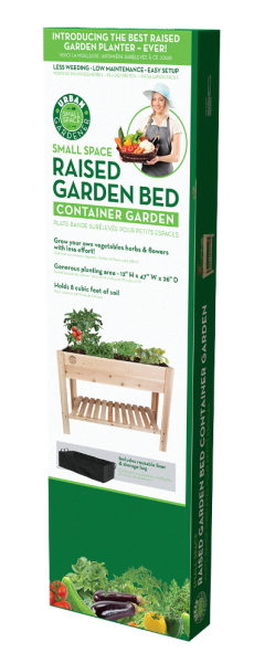 Cedar Elevated Garden Planter with liner and shelf, Colour box