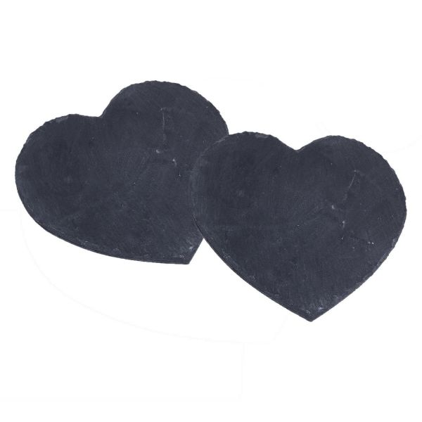 Set of 2 Natural Slate Heart Placemats Serving Tray Table Mats Runner chop board