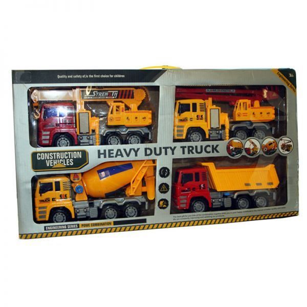 Pack Of 4 Construction Vehicles Heavy Duty Play Toy Set