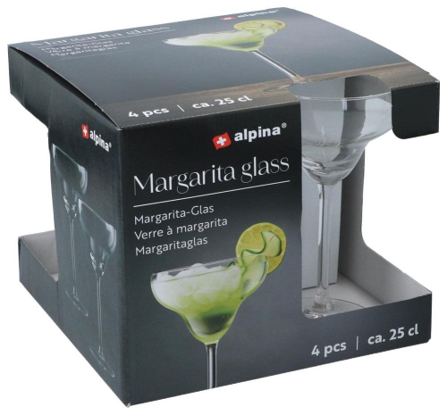 Alpina Cocktail Glasses Set of 4 Glass 250ml Each for Margaritas or Desserts