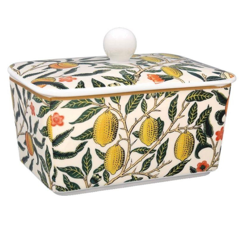 Fine China Butter Dish Fruit Design Multicoloured Microwave and Dishwasher Safe