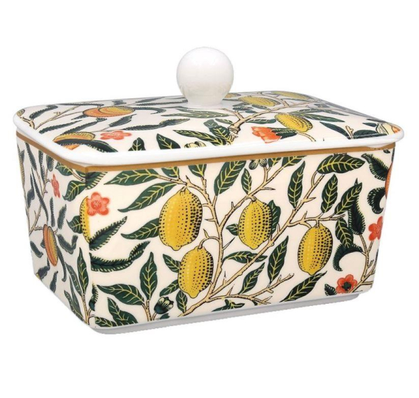 Fine China Butter Dish Fruit Design Multicoloured Microwave and Dishwasher Safe