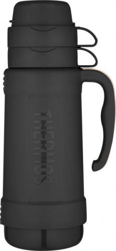 Genuine Thermos Eclipse Glass Vacuum Travel Handle Flask 1.0L Black Drinkware Insulated Pour Stopper Tumbler Bottled Mug Water Bottles Portable Beverage