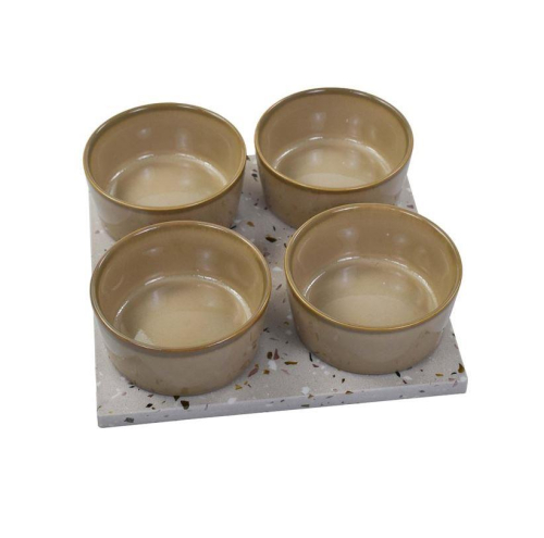 Terrazzo Snack Bowls Set of 4 Ceramic Medium Size Stackable Indoor Use