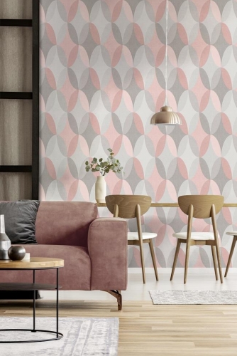 Crown Kirby Oval Geometric Pink Wallpaper