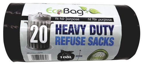 10Roll of 20 Heavy Duty Refuse Sacks Super Strong Black