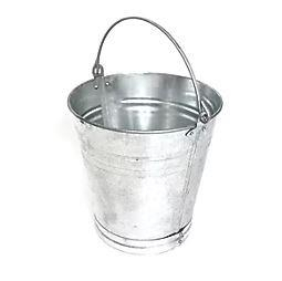 Galvanised Steel Bucket 12L Strong Metal Handle Garden Home DIY Silver Colour