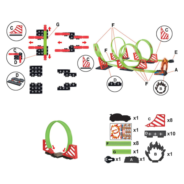 32pc Race Track Set 4 Loops Pull Back Car Stunt Toy Durable Kids Age 3 Plus