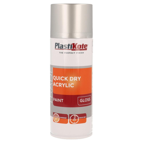 Quick Dry Acrylic Gloss Silver 400ml Smooth Gloss Finish for DIY Projects