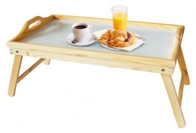 Pine Bed Tray with White Top and Folding Legs