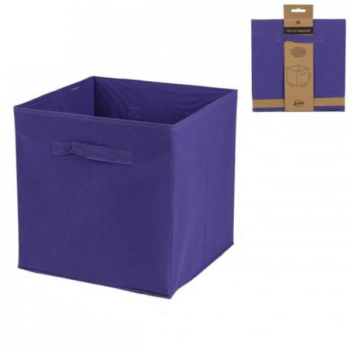 Nonwoven Storage Box Purple 31cm Foldable Fabric Organizer with Handles