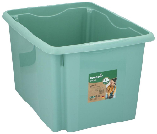 Large Green Plastic Storage Box 30L Durable Stackable Indoor Home Use 44x34x27cm