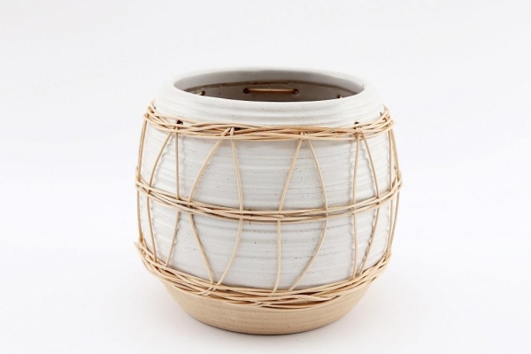 Natural Interior Planter With Rattan
