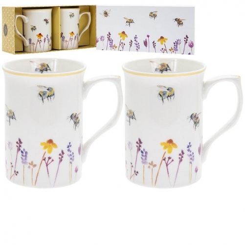 Busy Bees Set of 2 Fine China Mugs