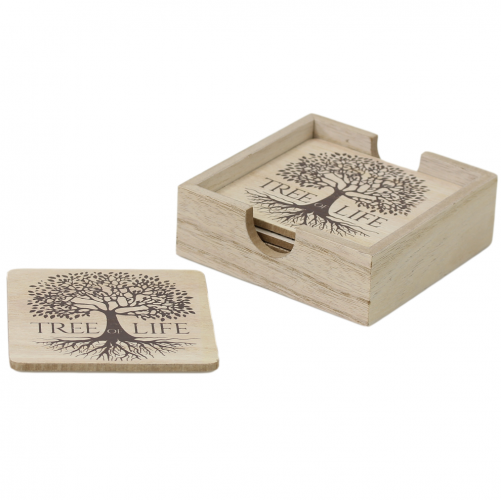 Tree of Life Design Set of 6 Wooden Coasters