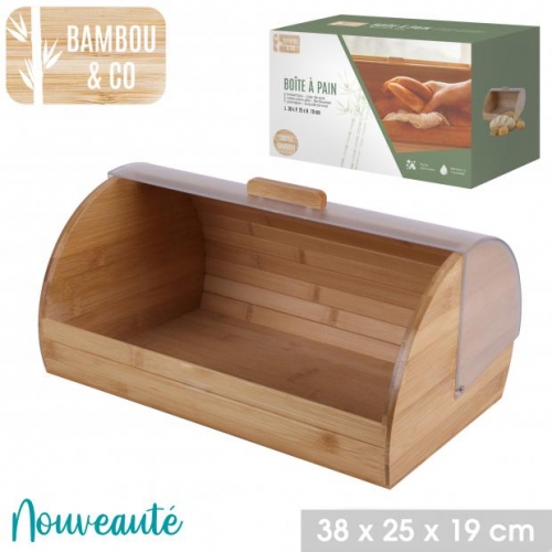 Bamboo Bread Box With Transparent Lid