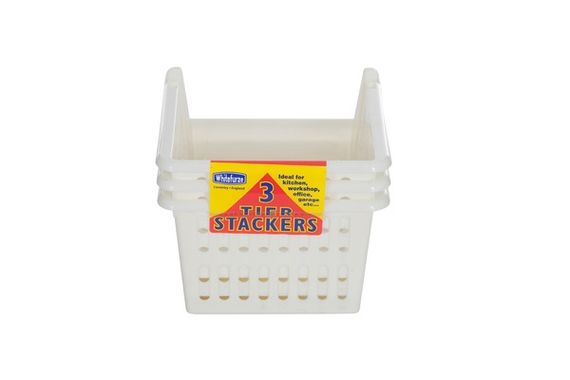 Whitefurze 18cm Stacking Cream Basket set of 3
