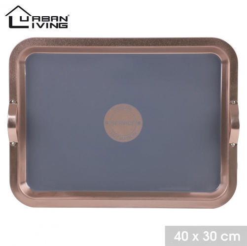 Large Serving Copper and Grey Tray Modern Design With Handles 40x30cm