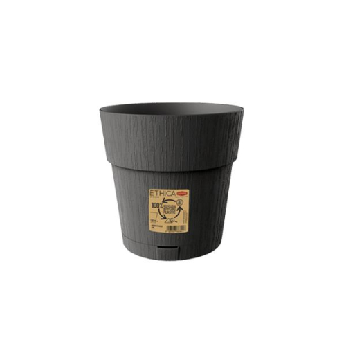 Ethica Plastic Pot 19cm Graphite Self Watering Recycled Durable Outdoor Planter