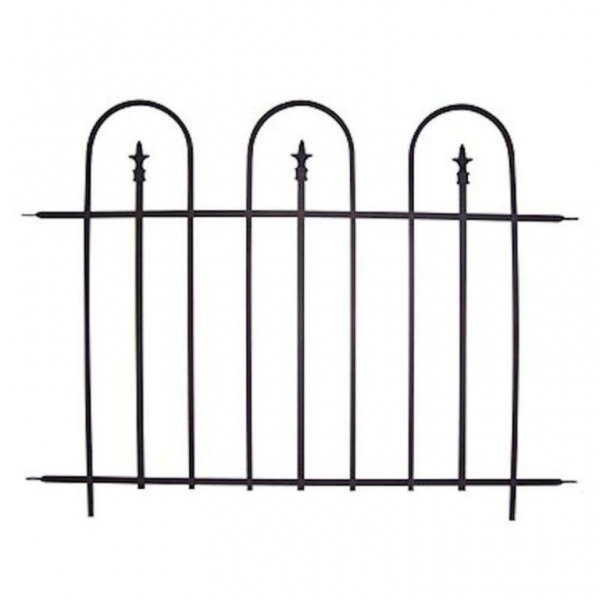 Triple Arch Finial Fence Section Black 92x121 cm