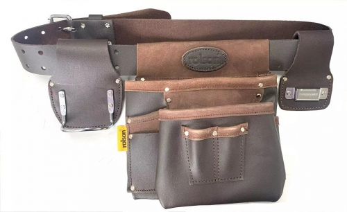 Single Leather Belt With Tape and Hammer Holder