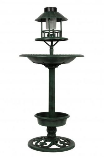 Garden Bird Hotel with LED Solar Light Feeder & Bath Stand