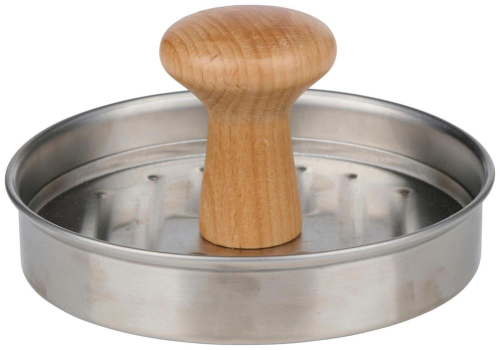 Metal Hamburger Press with Wooden Handle for Homemade Burgers BBQ Kitchen Use
