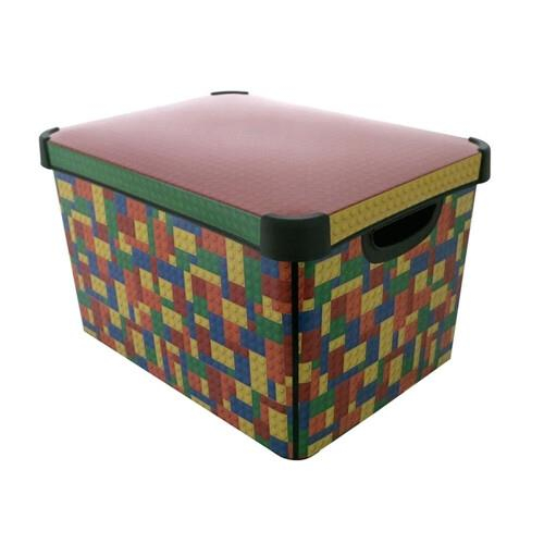 Deco Stockholm Large Lego Brick Storage Container with Lid Multi Colored