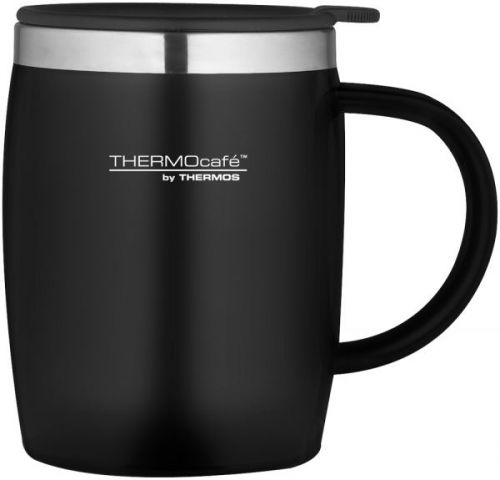 Thermos Black 450ml ThermoCafe Soft Touch Desk Mug