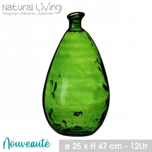 Vase LOU In Recycled Glass Green 12L