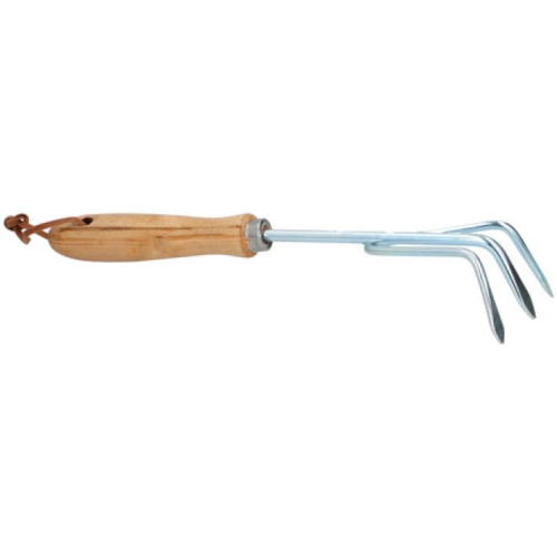 Wooden Handle Cultivator 27cm Metal Tines for Weeding Aerating Soil Garden Tool