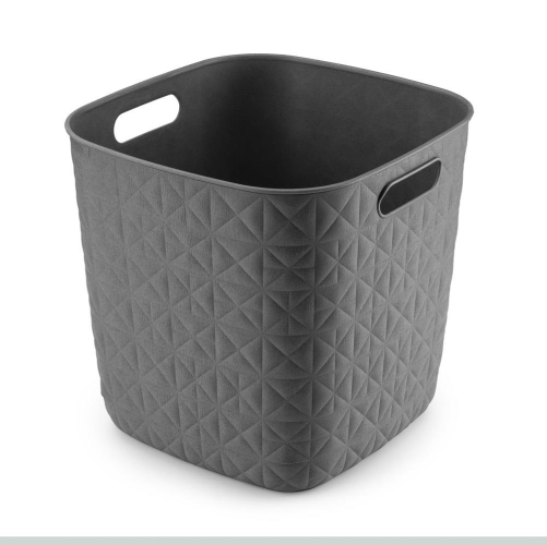 Softex Cube 15L Storage Basket Dark Grey Plastic Compact for Home Office Use