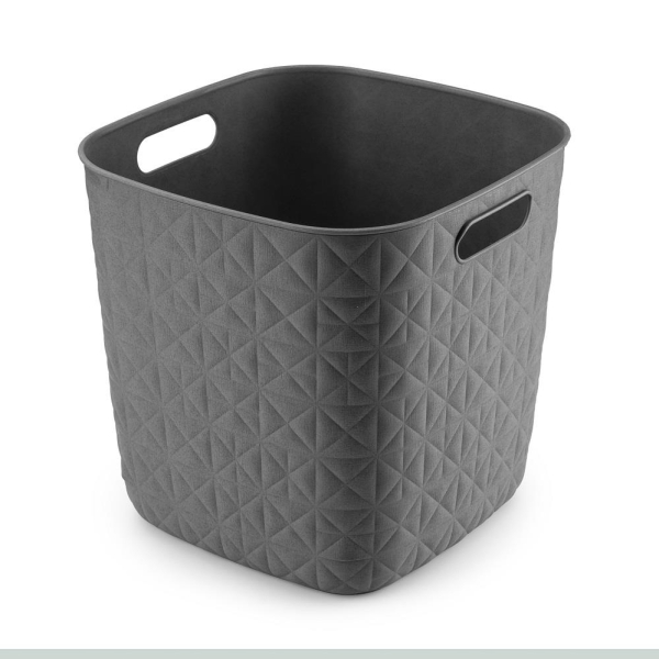 Softex Cube 15L Storage Basket Dark Grey Plastic Compact for Home Office Use