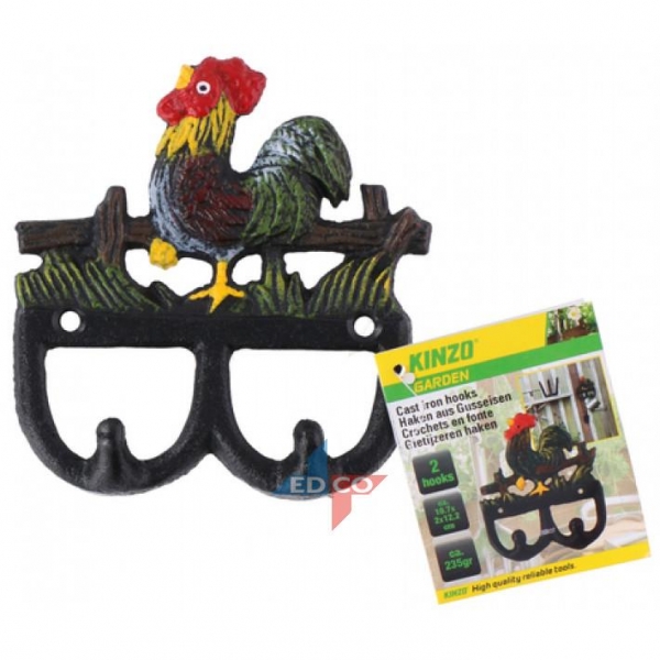 Metal Cockerel Rooster Design Double Wall Coat Hook